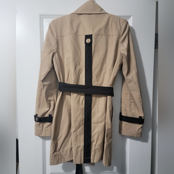 XS DKNY Black & Tan Trench Coat - Picture 2 of 4